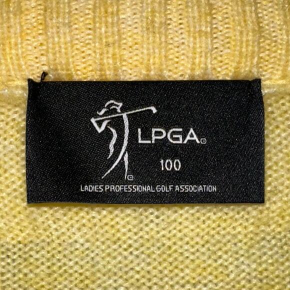 LPGA Yellow Wool Blend Sponsored Golf Pullover Sweater Size Medium - Picture 2 of 16